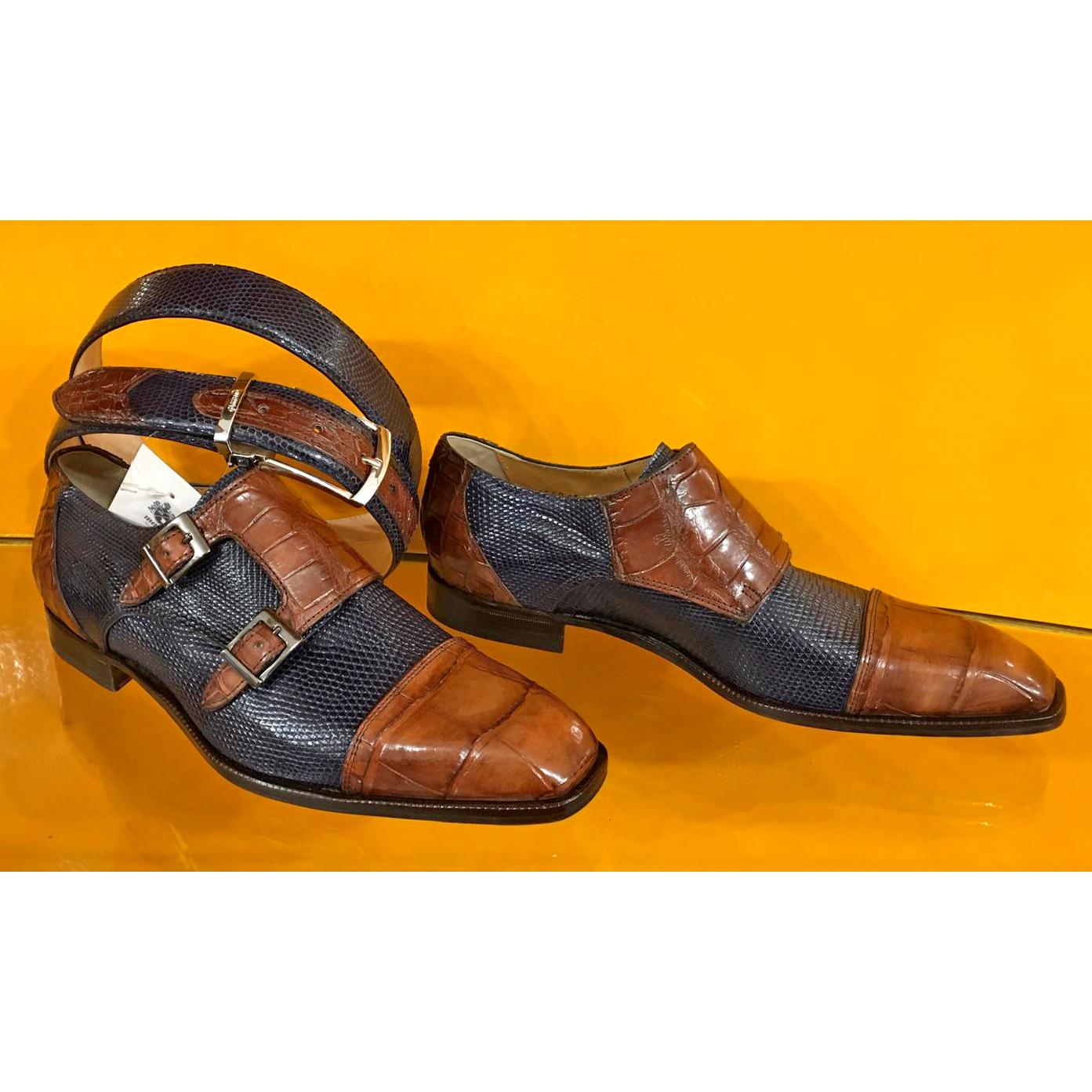 Mauri 4560/1 Cognac/Navy Genuine Crocodile/Iguana 