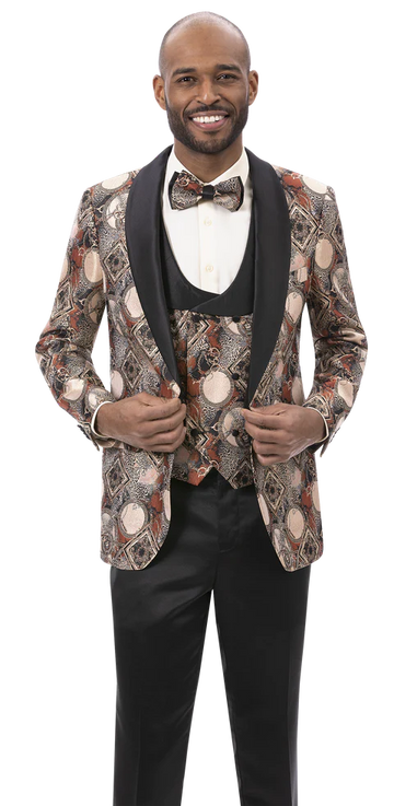 EJ Samuel J180 Rust Fancy Suit with Bowtie