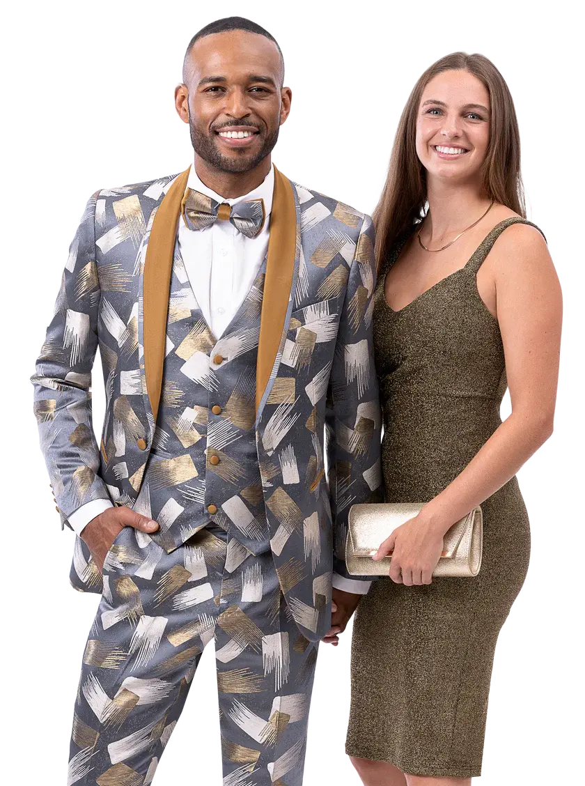 EJ Samuel JP130 Gold Fashion Vested Suit