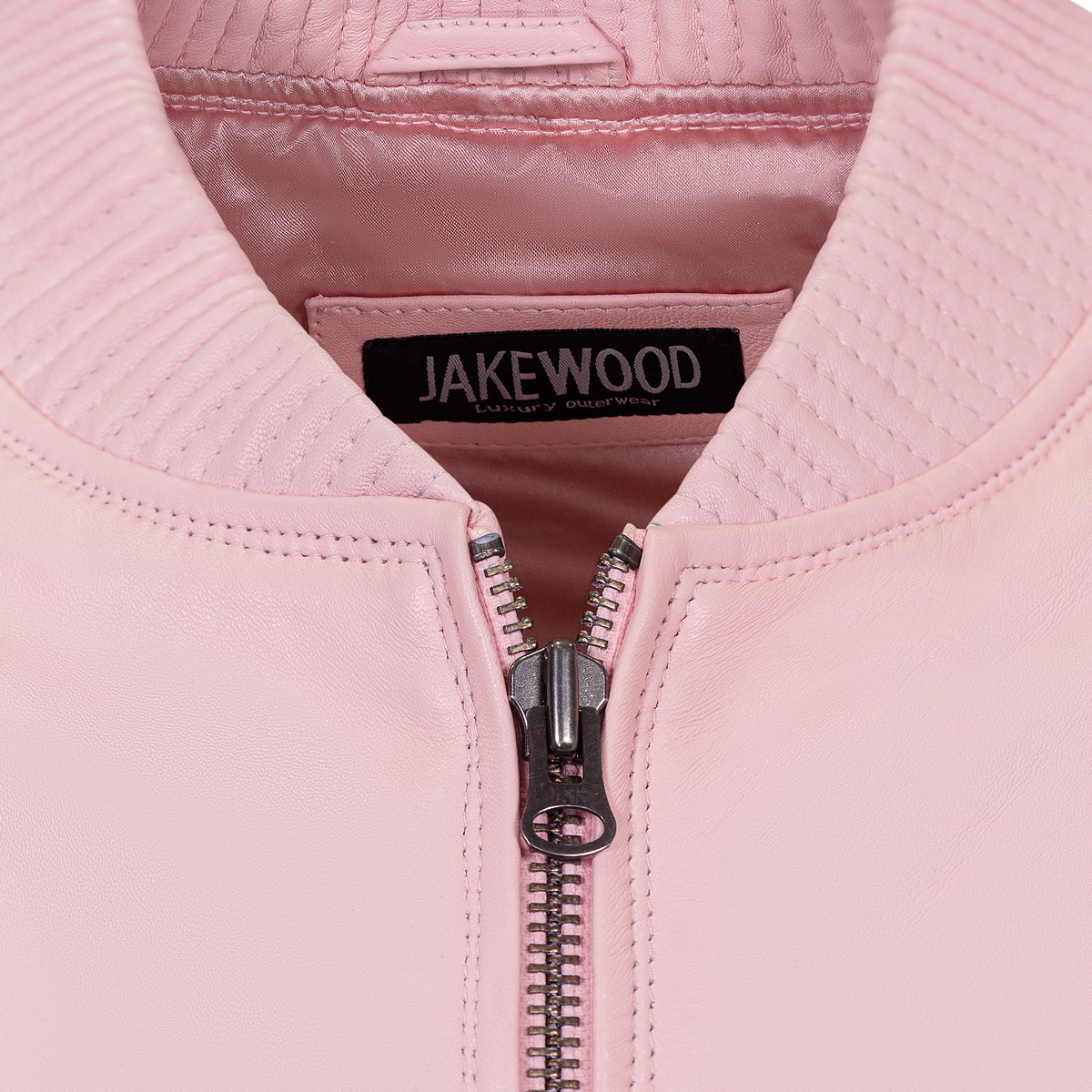 Jakewood 1051 Pink Genuine Lambskin Baseball Varsity Jacket