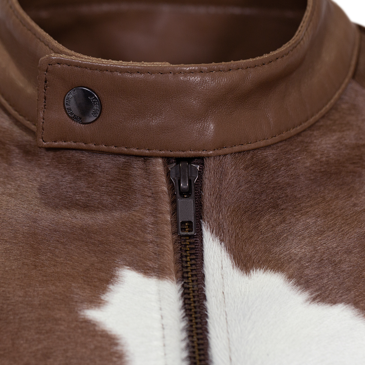 Jakewood 2065 Dark Brown/White Genuine Pony Hair Leather Jacket