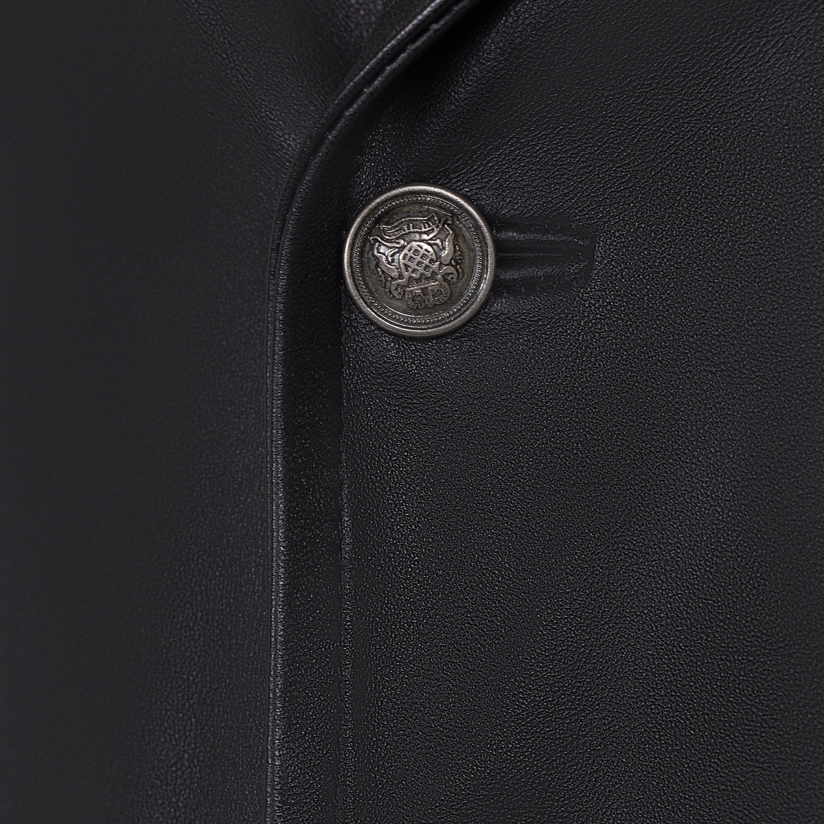 Jakewood 2092 Black Genuine Lambskin Leather Double Breasted Peacoat
