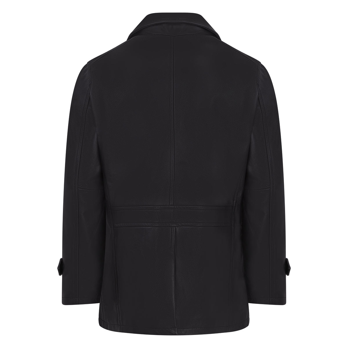 Jakewood 2092 Black Genuine Lambskin Leather Double Breasted Peacoat