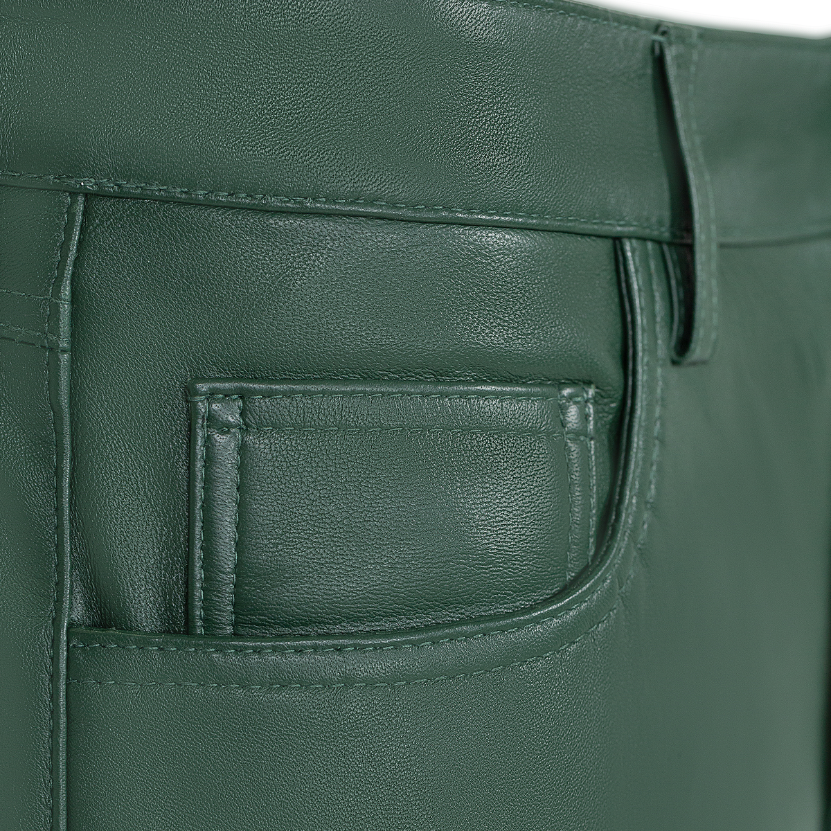 Jakewood 123 Emerald Green Genuine Lambskin Leather Pants