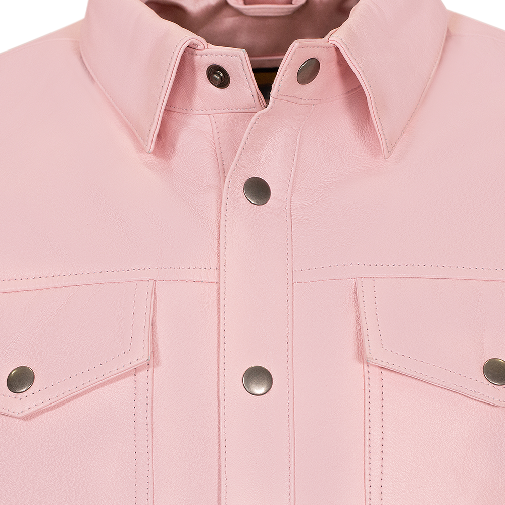 Jakewood 2502 Pink Genuine Lambskin Leather Shirt