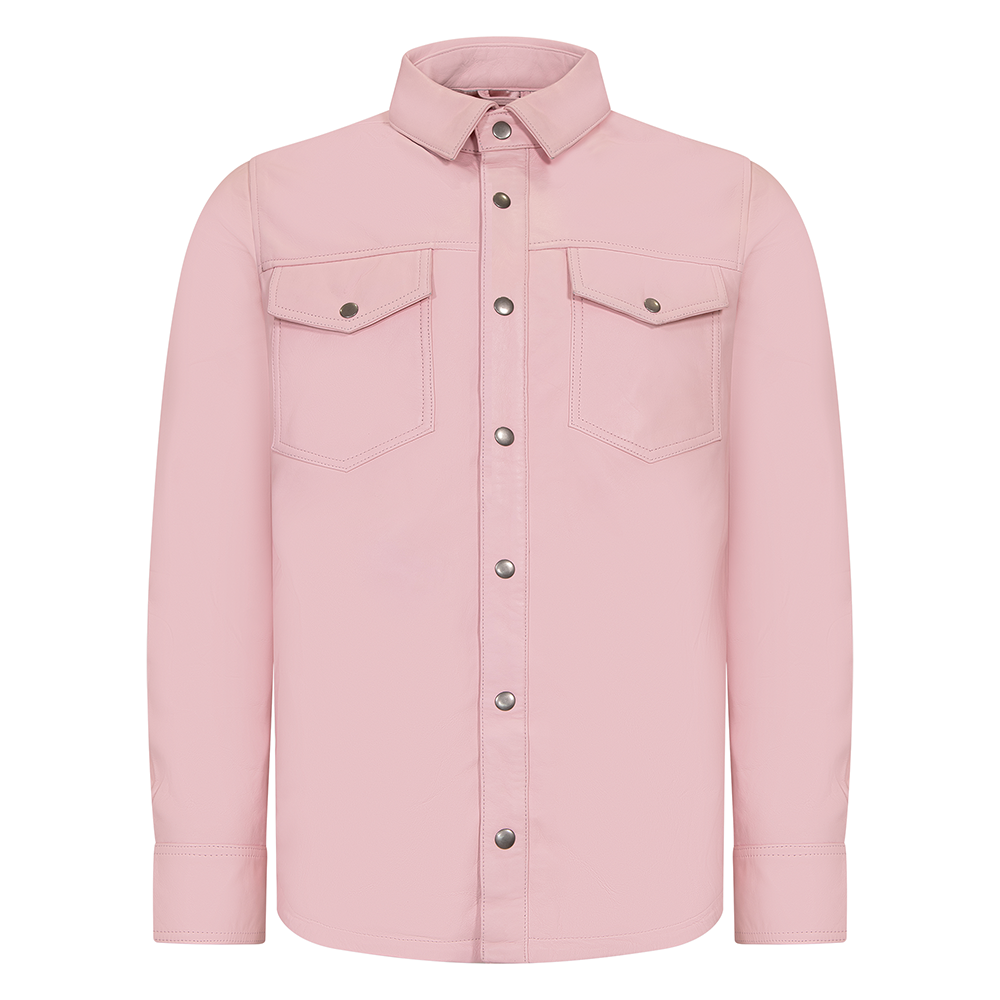 Jakewood 2502 Pink Genuine Lambskin Leather Shirt