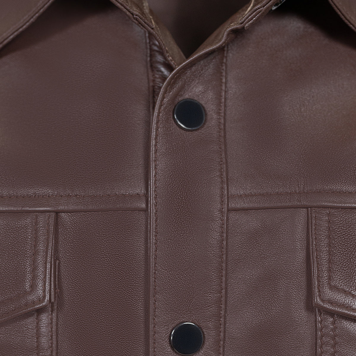 Jakewood 2502 Brown Genuine Lambskin Leather Shirt