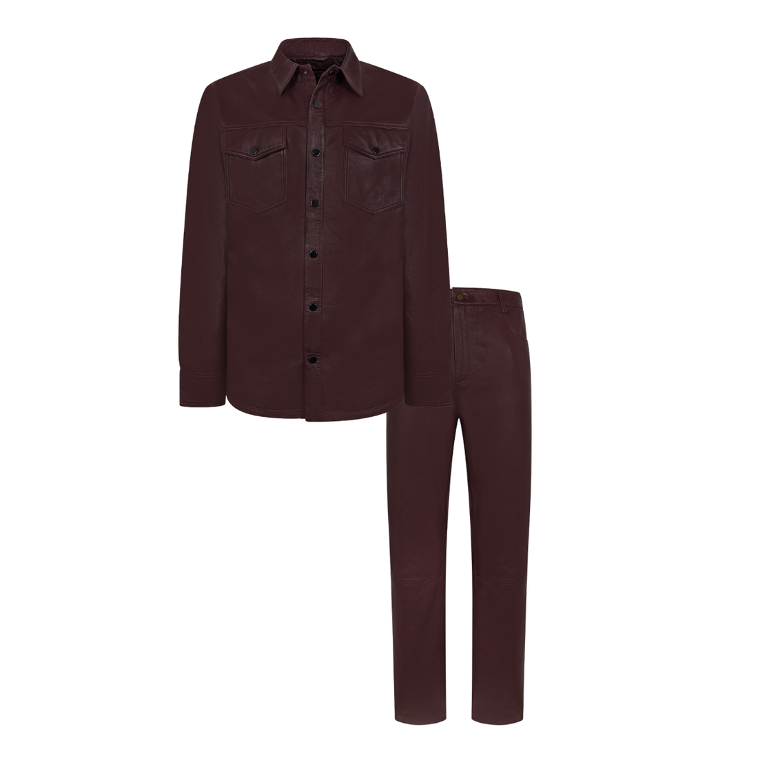 Jakewood 123 Burgundy Genuine Lambskin Shirt/Pants Set
