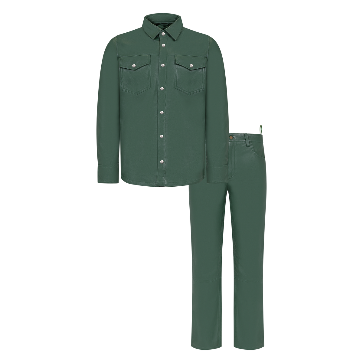 Jakewood 123 Emerald Green Genuine Lambskin Shirt/Pants Set