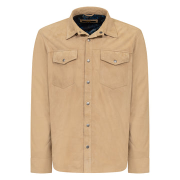 Jakewood 2512 Tan Genuine Suede Leather Shirt