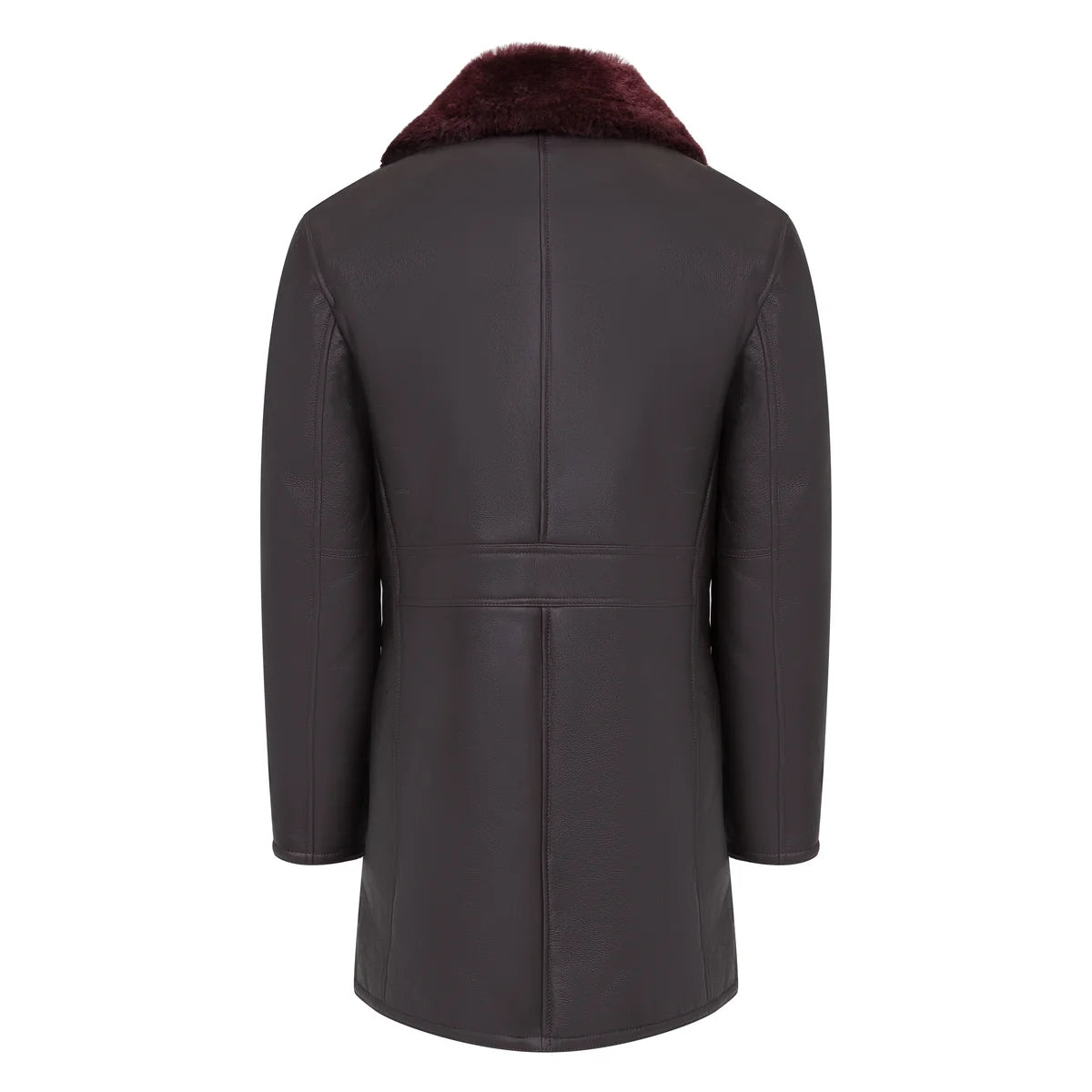 Jakewood 4400 Burgundy Genuine Sheepskin Shearling Trench Coat