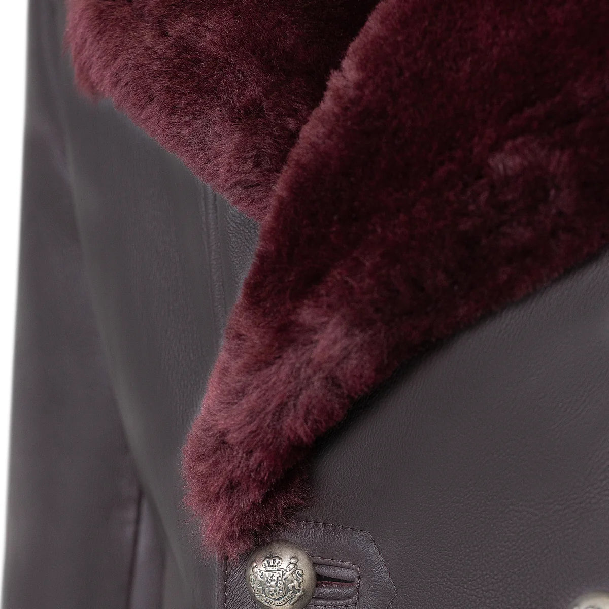 Jakewood 4400 Burgundy Genuine Sheepskin Shearling Trench Coat