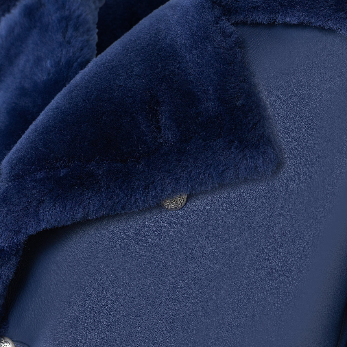 Jakewood 5000 Navy Genuine Shearling Sheepskin Double Breasted Trench Coat