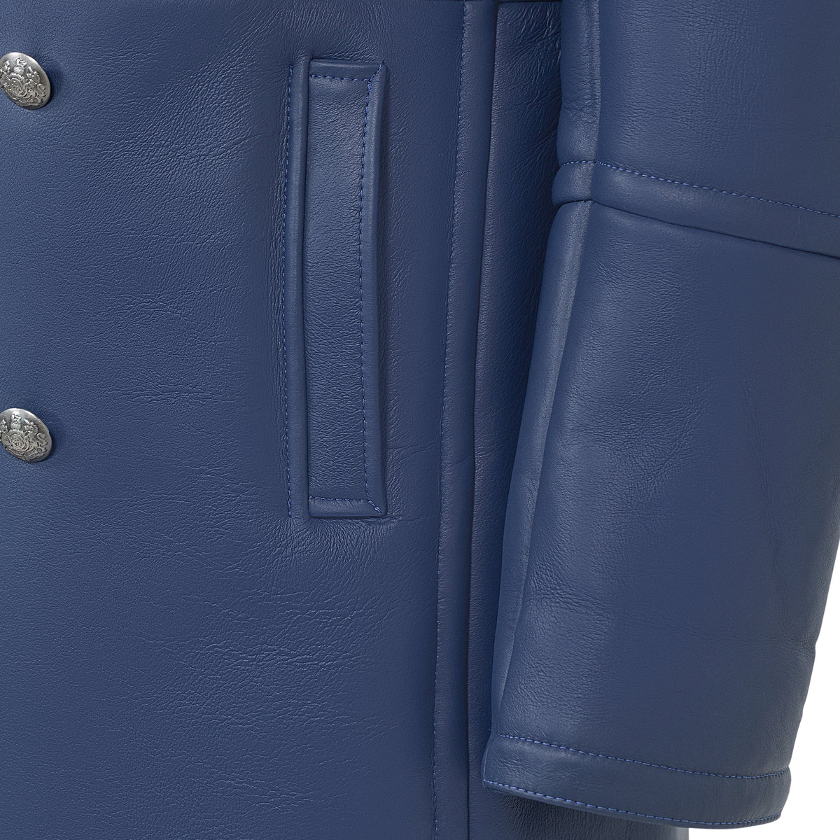 Jakewood 5000 Navy Genuine Shearling Sheepskin Double Breasted Trench Coat