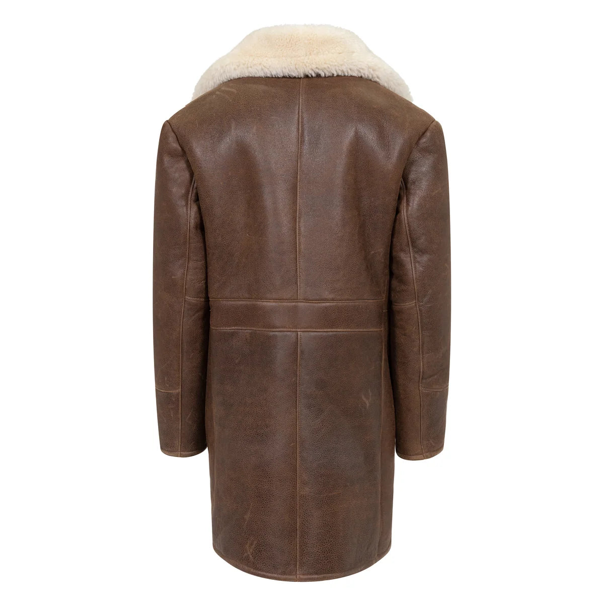 Jakewood 6110 Brown Genuine Sheepskin Double-Breasted Trench Coat