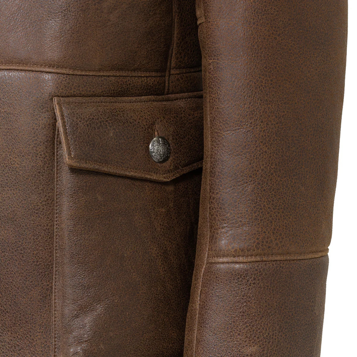 Jakewood 6110 Brown Genuine Sheepskin Double-Breasted Trench Coat