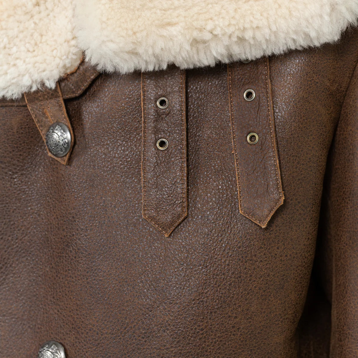 Jakewood 6110 Brown Genuine Sheepskin Double-Breasted Trench Coat