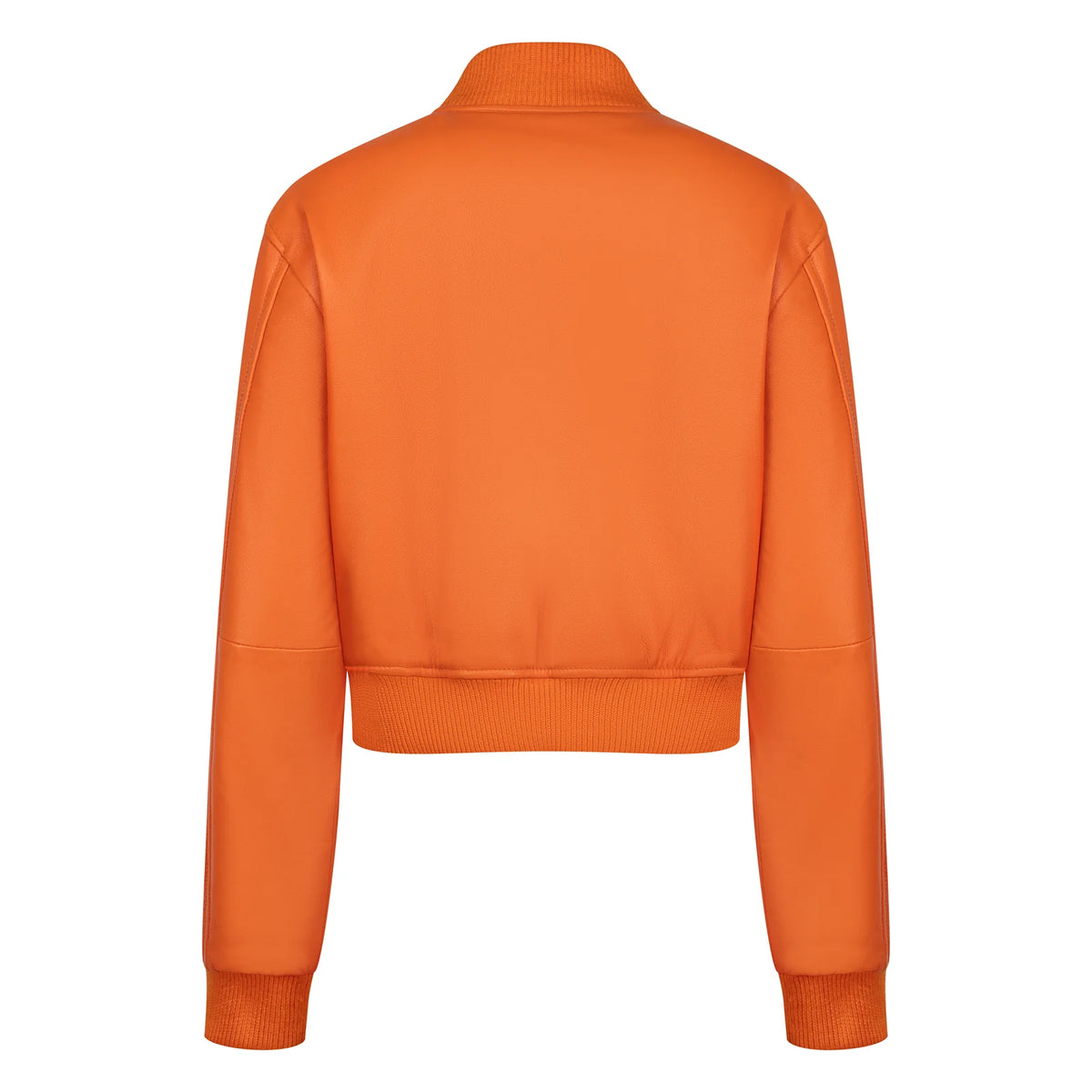 Jakewood 1018 Orange Ladies Genuine Lambskin Leather Cropped Jacket