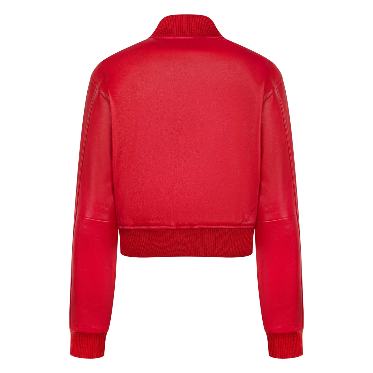 Jakewood 1018 Red Ladies Genuine Lambskin Leather Cropped Jacket