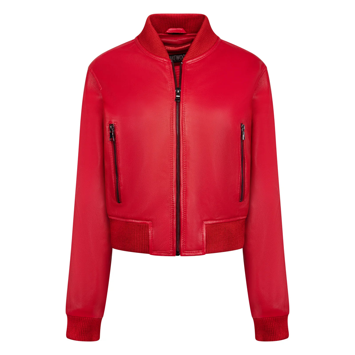 Jakewood 1018 Red Ladies Genuine Lambskin Leather Cropped Jacket
