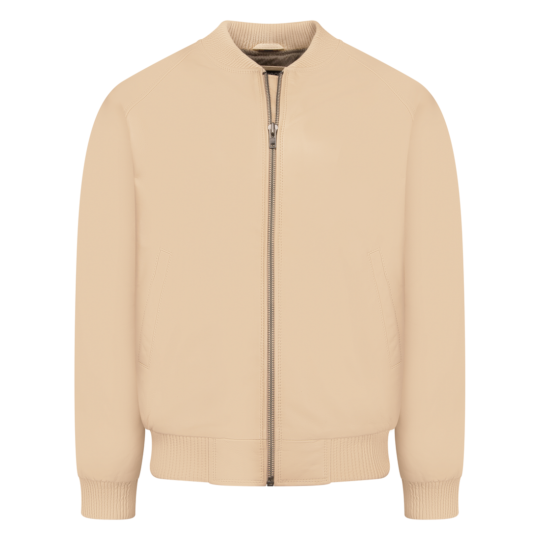 Jakewood 1051 Cream Genuine Lambskin Baseball Varsity Jacket