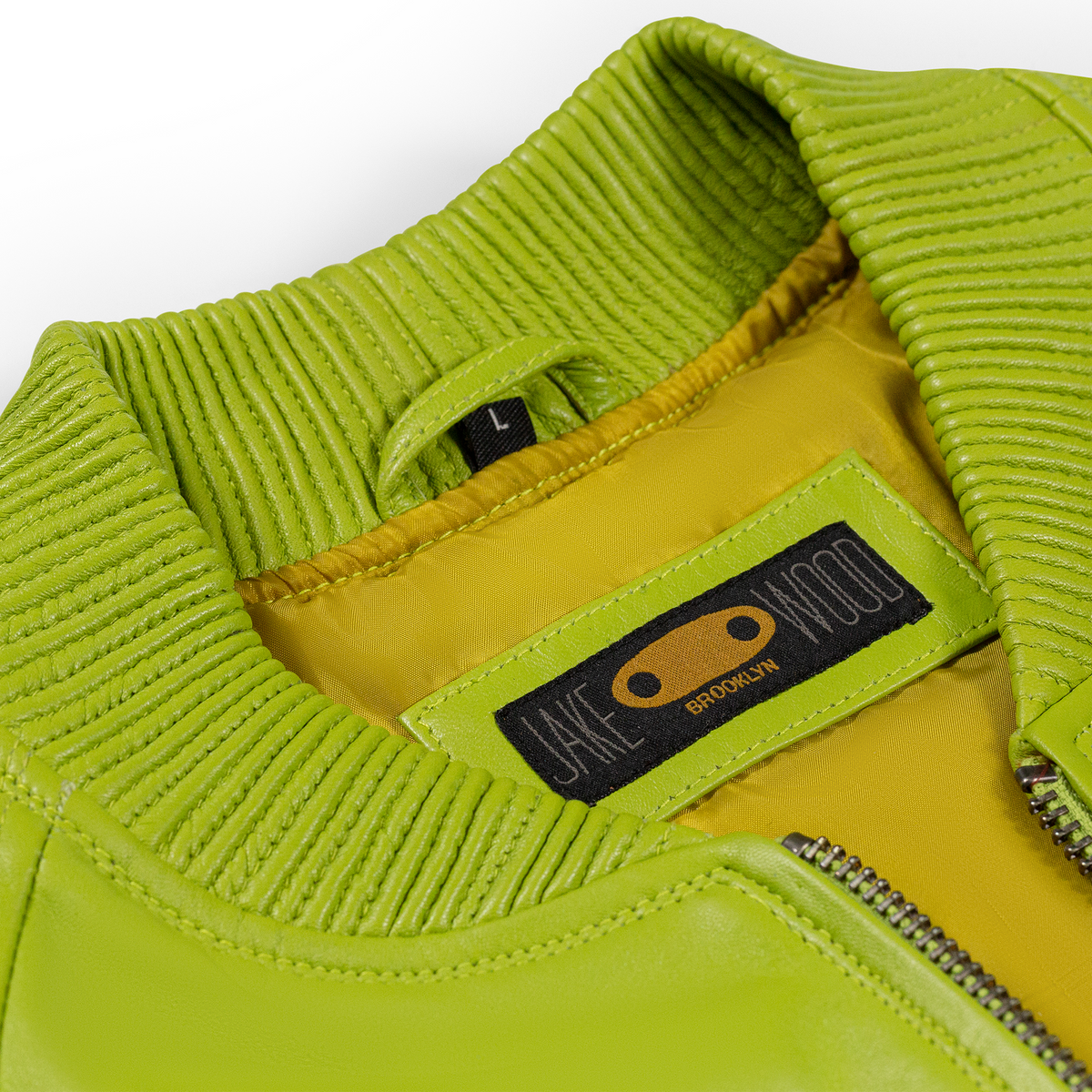 Jakewood 1051 Lime Green Genuine Lambskin Baseball Varsity Jacket