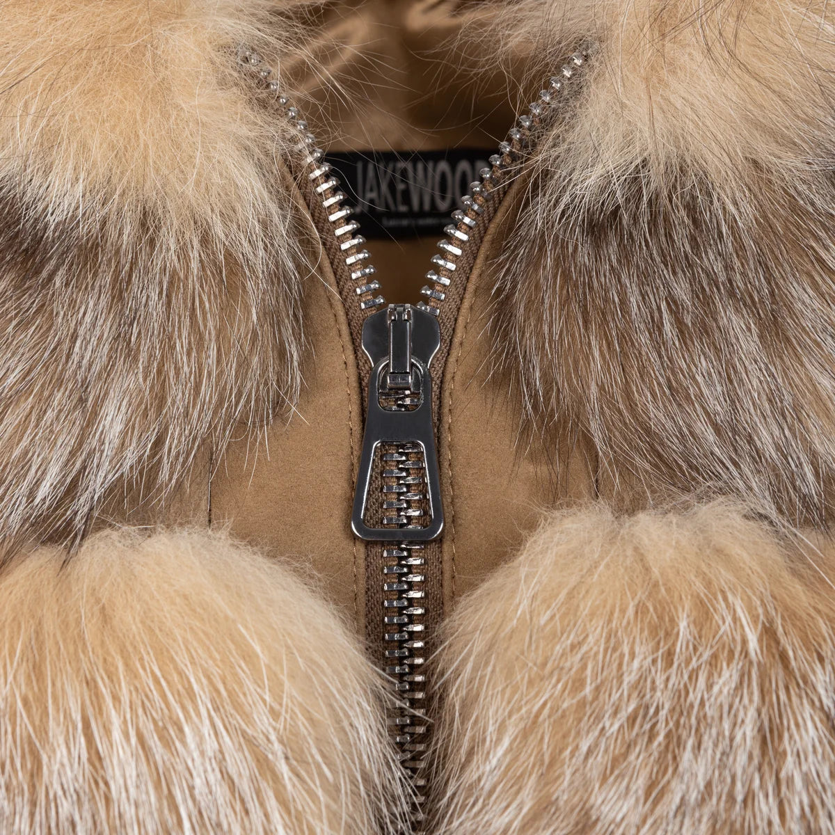 Jakewood 1098 Ladies Crystal Genuine Leather Fox Fur Cropped Jacket