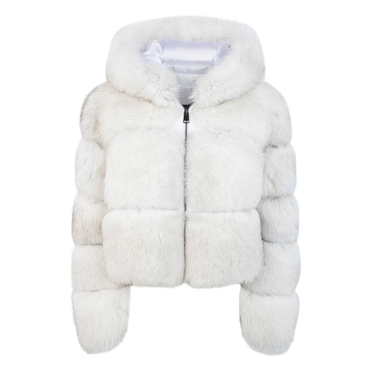 Jakewood 1098 Ladies Natural Genuine Leather Fox Fur Cropped Jacket