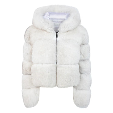 Jakewood 1098 Ladies Natural Genuine Leather Fox Fur Cropped Jacket