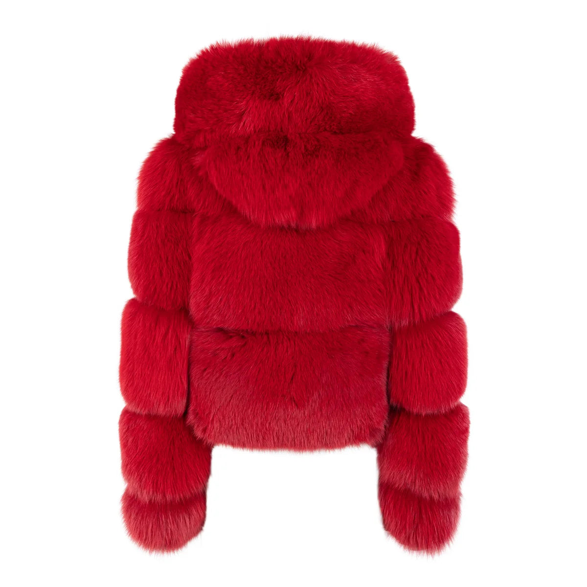 Jakewood 1098 Ladies Red Genuine Leather Fox Fur Cropped Jacket