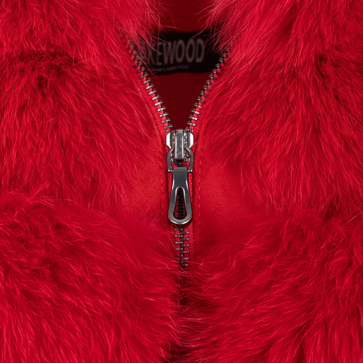 Jakewood 1098 Ladies Red Genuine Leather Fox Fur Cropped Jacket