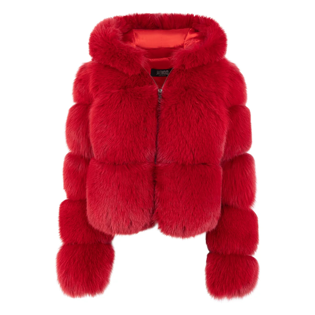 Jakewood 1098 Ladies Red Genuine Leather Fox Fur Cropped Jacket