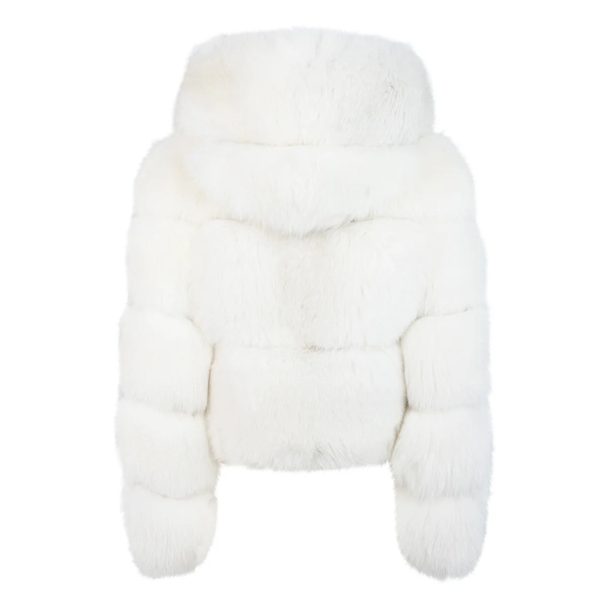 Jakewood 1098 Ladies White Genuine Leather Fox Fur Cropped Jacket