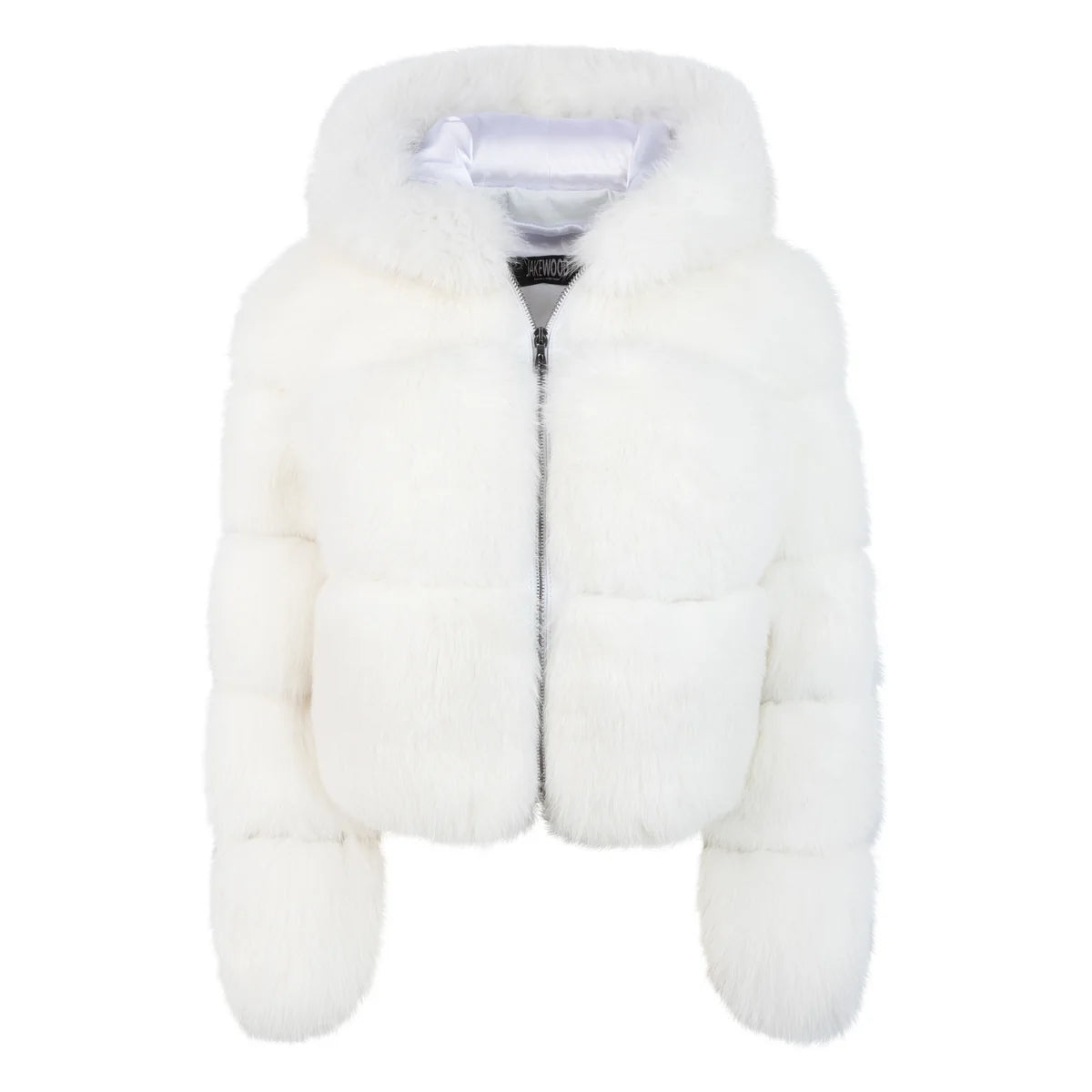 Jakewood 1098 Ladies White Genuine Leather Fox Fur Cropped Jacket