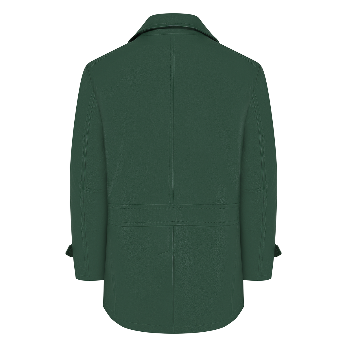 Jakewood 2092 Emerald Green Genuine Lambskin Leather Double Breasted Peacoat
