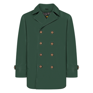 Jakewood 2092 Emerald Green Genuine Lambskin Leather Double Breasted Peacoat