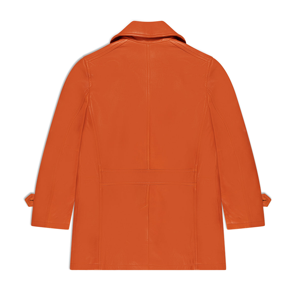 Jakewood 2092 Rust Genuine Lambskin Leather Double Breasted Peacoat