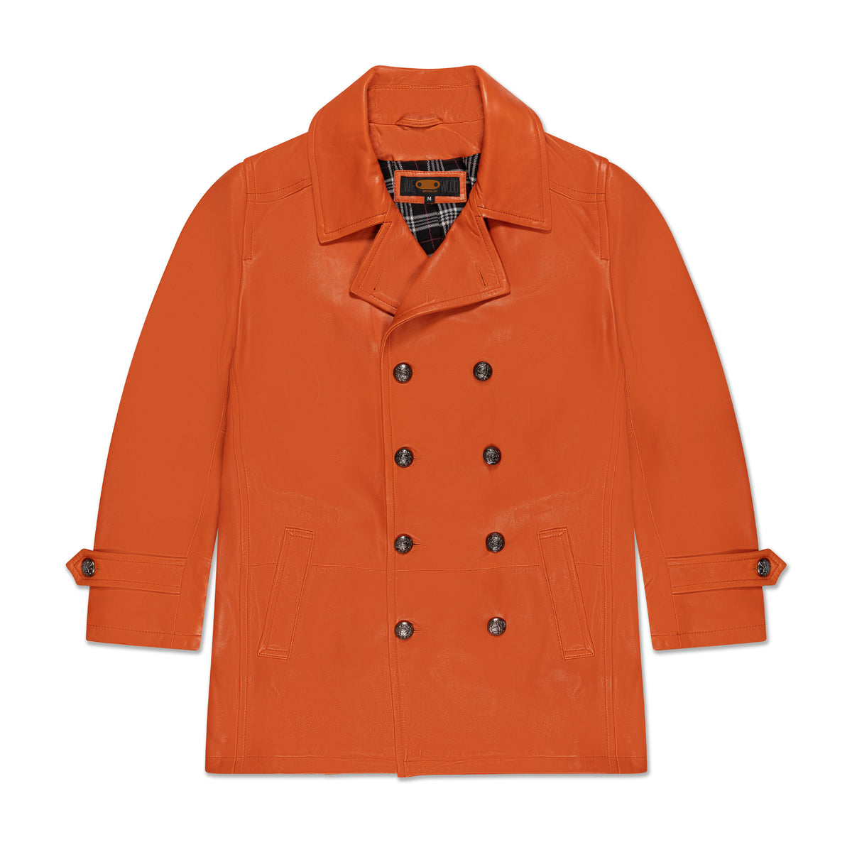 Jakewood 2092 Rust Genuine Lambskin Leather Double Breasted Peacoat