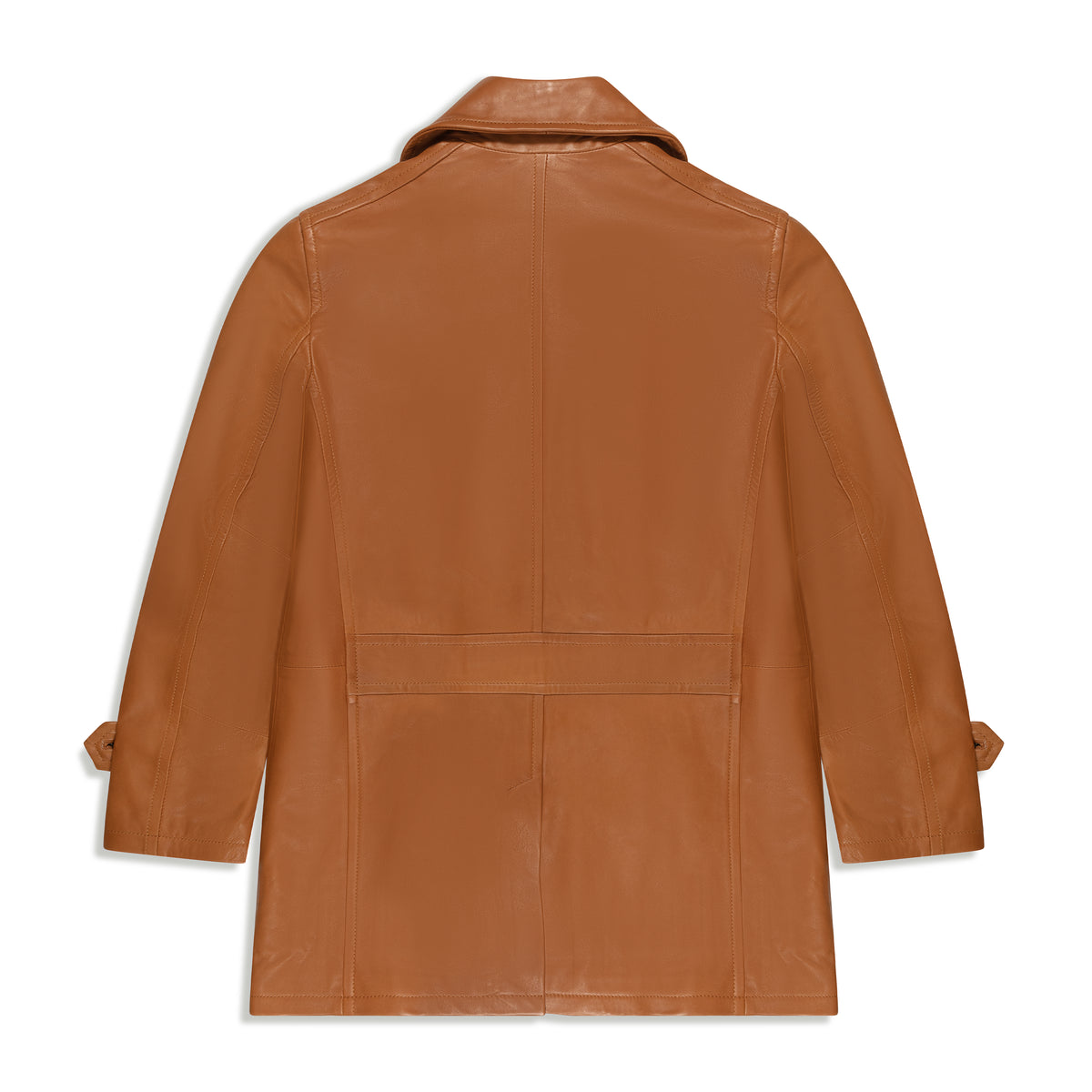 Jakewood 2092 Tan Genuine Lambskin Leather Double Breasted Peacoat