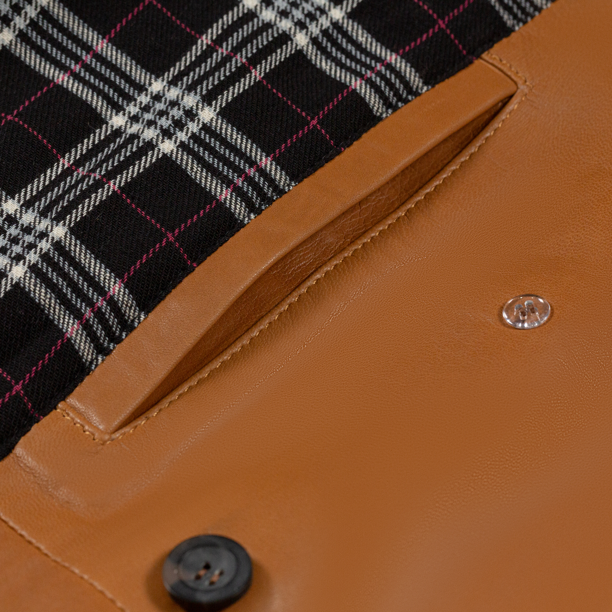 Jakewood 2092 Tan Genuine Lambskin Leather Double Breasted Peacoat