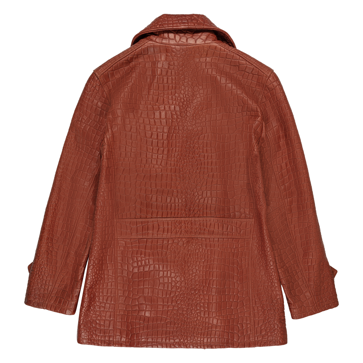 Jakewood 2292 Rust Genuine Embossed Lambskin Double-Breasted Peacoat