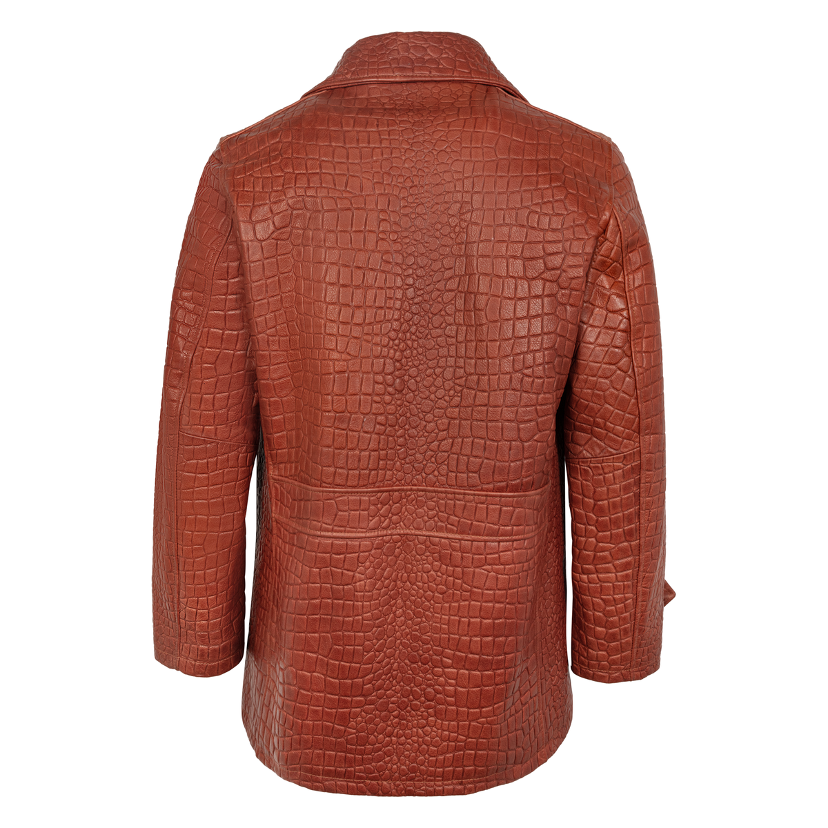 Jakewood 2292 Rust Genuine Embossed Lambskin Double-Breasted Peacoat