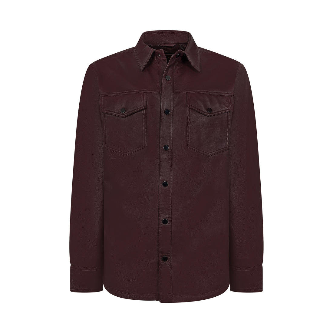 Jakewood 2502 Burgundy Genuine Lambskin Leather Shirt