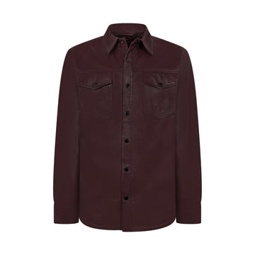 Jakewood 2502 Burgundy Genuine Lambskin Leather Shirt