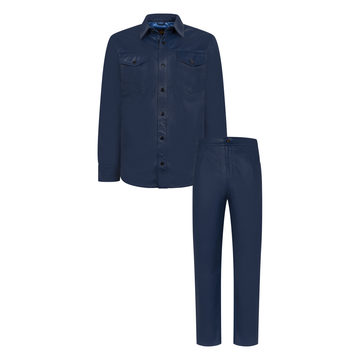 Jakewood 123 Navy Genuine Lambskin Leather Shirt/Pants Set