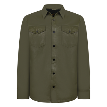 Jakewood 2502 Olive Genuine Lambskin Leather Shirt