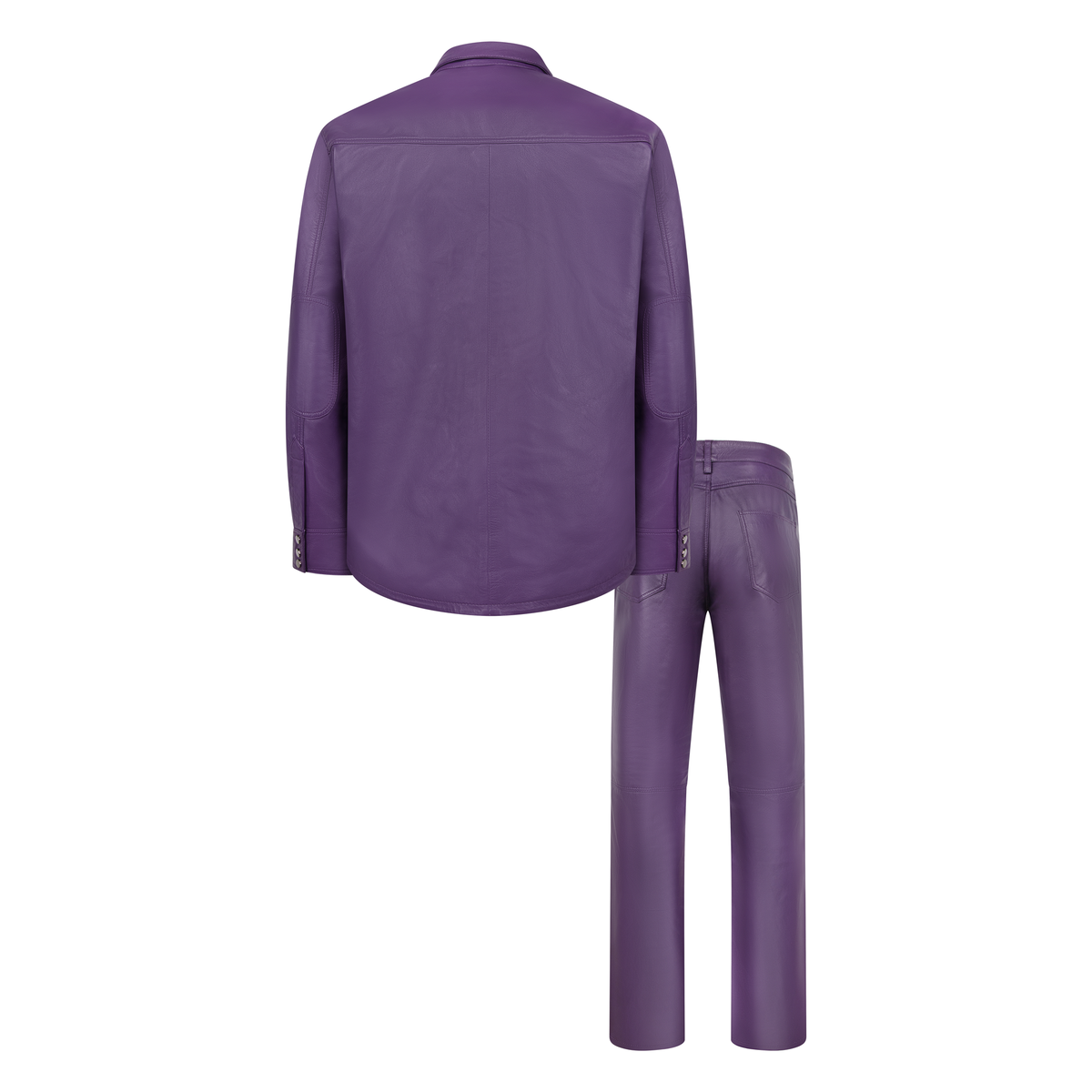 Jakewood 123 Purple Genuine Lambskin Leather Shirt/Pants Set
