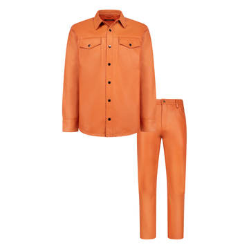 Jakewood 123 Rust Genuine Lambskin Leather Shirt/Pants Set