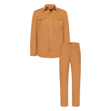 Jakewood 123 Tan Genuine Lambskin Leather Shirt/Pants Set