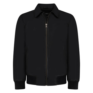 Jakewood 3445 Black Genuine Lambskin Leather Bomber Jacket